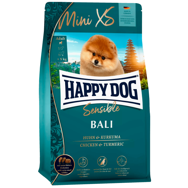 Сухий корм Happy Dog Mini XS (Хеппі Дог) Bali Chicken & Kurkuma Sensible для собак курка та куркума 1.3 кг
