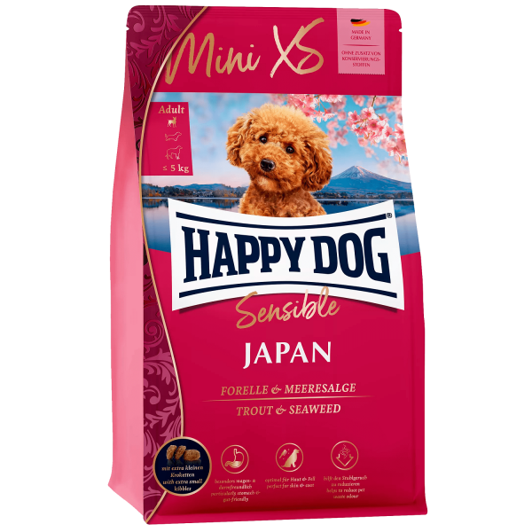 Сухий корм Happy Dog Mini XS (Хеппі Дог) Japan Trout & Seaweed Sensible для собак курка, форель та водоростями 1.3 кг