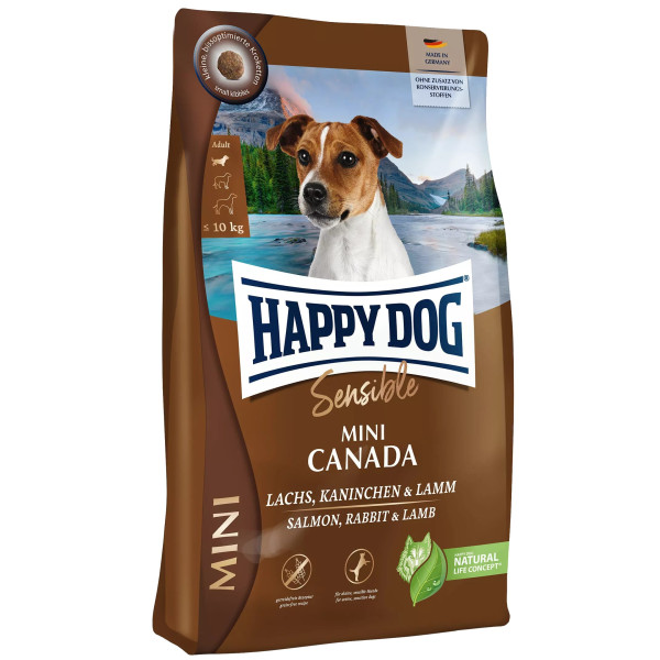 Сухий корм Happy Dog (Хеппі Дог) Mini Canada з лососем, кроликом та ягням для собак малих порід 800 г