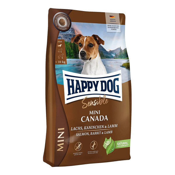 Сухий корм Happy Dog (Хеппі Дог) Mini Canada з лососем, кроликом та ягням для собак малих порід 4 кг