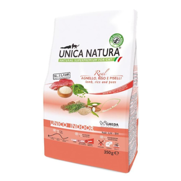 Сухий корм для котів Unica Natura Indoor Lamb, Rice and Peas 350 г