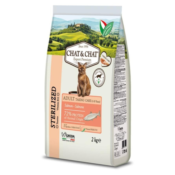 Сухий корм для котів Chat&Chat Expert Adult Sterilized with salmon 2 кг