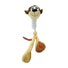 Іграшка Papillon plush big feet natural Мавпа з великими лапами з плюшу та канату для собак