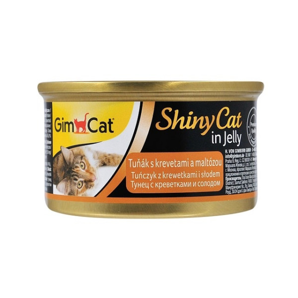 Вологий корм з тунцем креветкою та мальтом для котів GimСаt ShinyCat