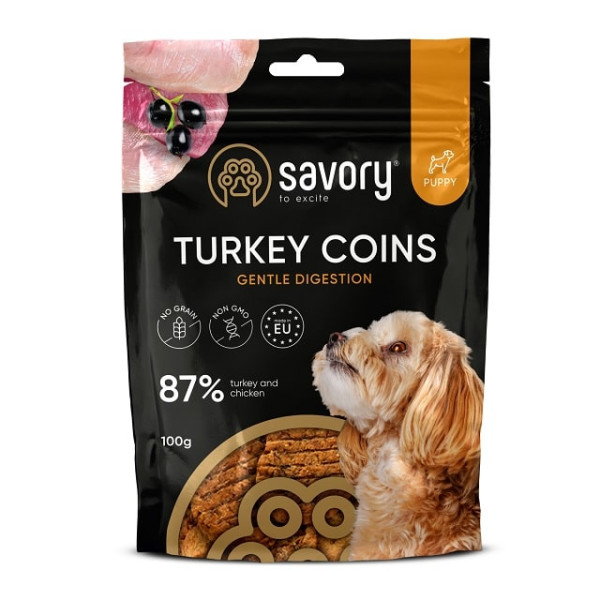 Джерки Savory Puppy Coins With Turkey, монетки для цуценят з індичкою 100 г
