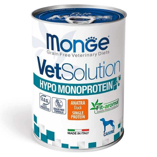 Вологий корм з качкою для дорослих собак з чутливим травленням Monge VetSolution Wet Hypo Canine 400 г