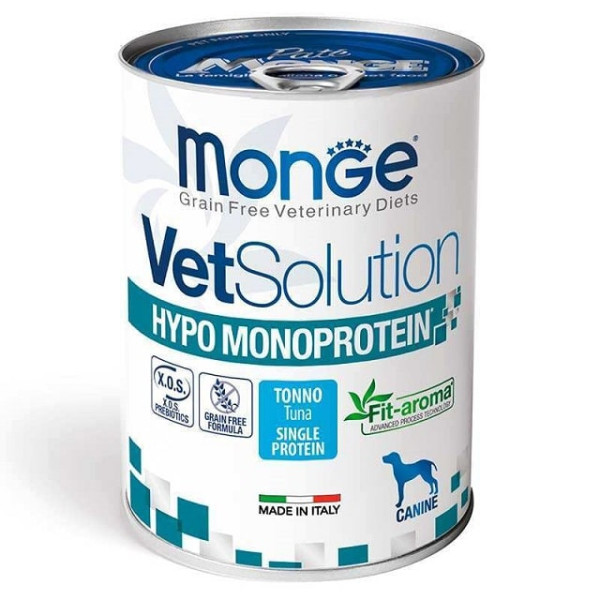 Вологий корм з тунцем для дорослих собак з чутливим травленням Monge VetSolution Wet Hypo Canine 400 г