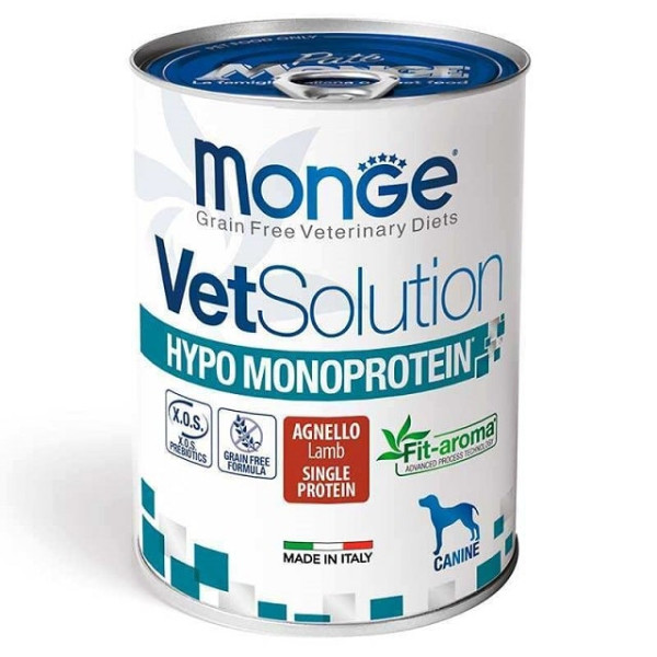 Вологий корм з ягням для дорослих собак з чутливим травленням Monge VetSolution Wet Hypo Canine 400 г