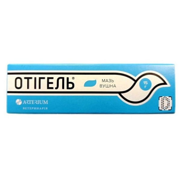 <P>Мазь вушна Отігель для собак та котів Arterium</P><P>Отігель - вушна мазь, являє собою комплексний препарат для лікування отитів різної етіології в тому числі змішаної</P><P>Основні діючі речовини препарату (перметрин, неоміцин, ністатин, триамцинолон)