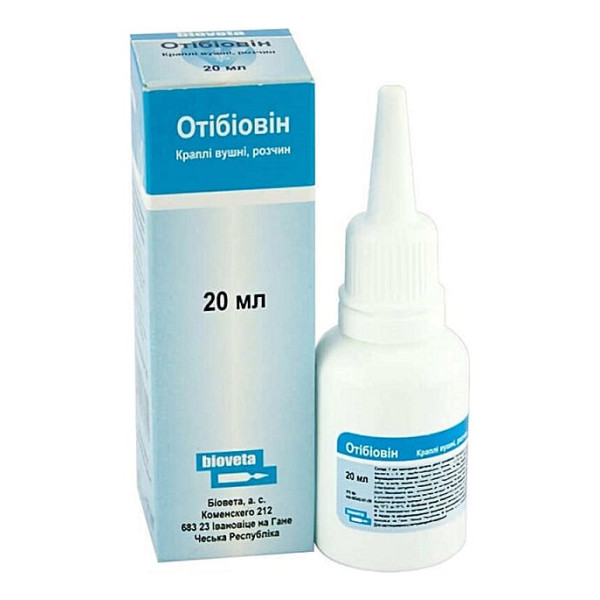 Вушні краплі Отібіовін для собак і котів Bioveta Otibiovin 20 мл