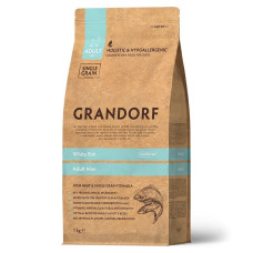 Сухий низькозерновий корм для дорослих собак дрібних порід із білою рибою Grandorf White Fish Mini 1 кг