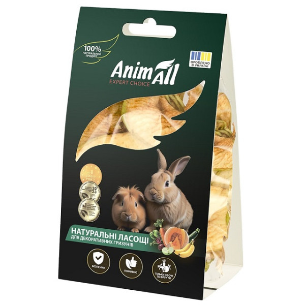 Ласощі для гризунів AnimAll Cушені яблуко та банан 30 г