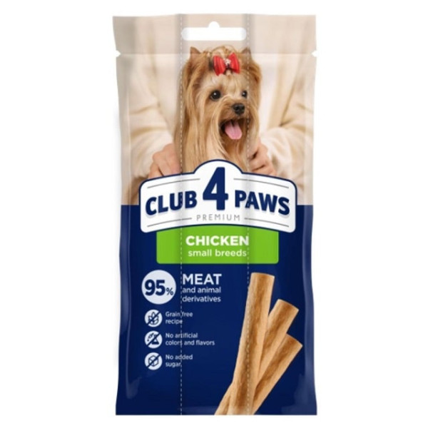 Ласощі для собак малих порід м'ясна паличка з куркою Club 4 Paws Sticks 3 шт х 12 г