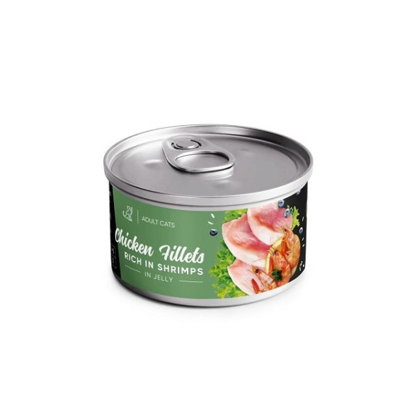 Вологий корм філе курки з креветками у желе для дорослих котів Savory Chicken Fillets rich in Shrimp in Jelly for Adult Cats 70 г