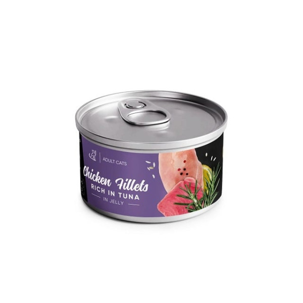 Вологий корм філе курки з тунцем у желе для дорослих котів Savory Chicken Fillets rich in Tuna in Jelly for Adult Cats 70 г