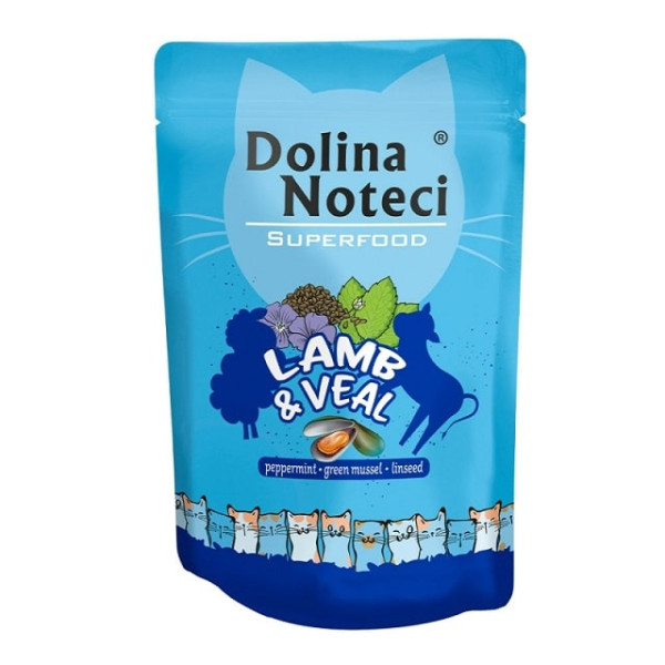 Вологий корм для котів Dolina Noteci Superfood з ягням та телятиною 85 г