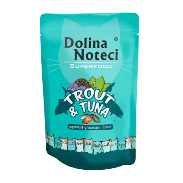 Вологий корм для котів Dolina Noteci Superfood з фореллю і тунцем 85 г