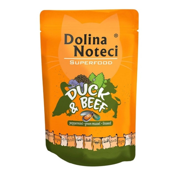 Вологий корм для котів Dolina Noteci Superfood з качкою і яловичиною 85 г