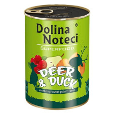 Вологий корм для собак Dolina Noteci Superfood з олениною та качкою