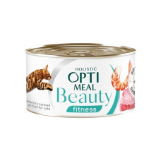 Вологий корм Optimeal Beauty зі смугастим тунцем і креветками у соусі для підтримки загального фізичного стану у дорослих котів