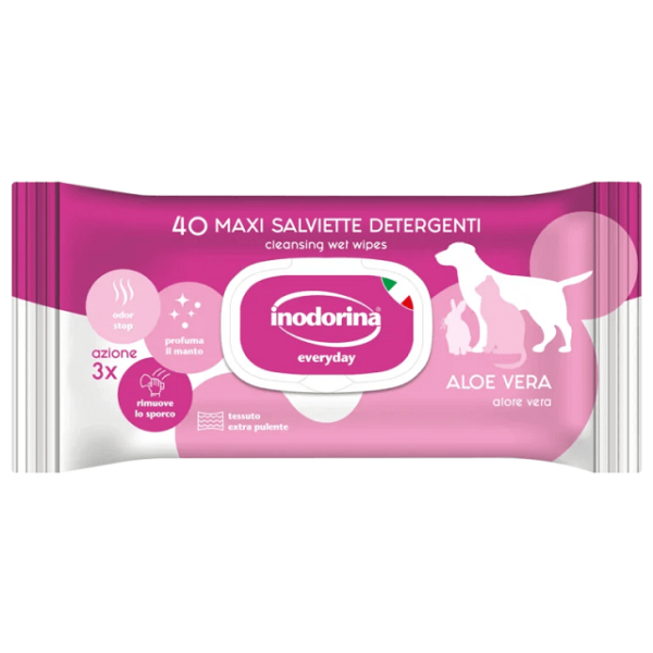 Серветки для собак Inodorina з алое 40 шт.