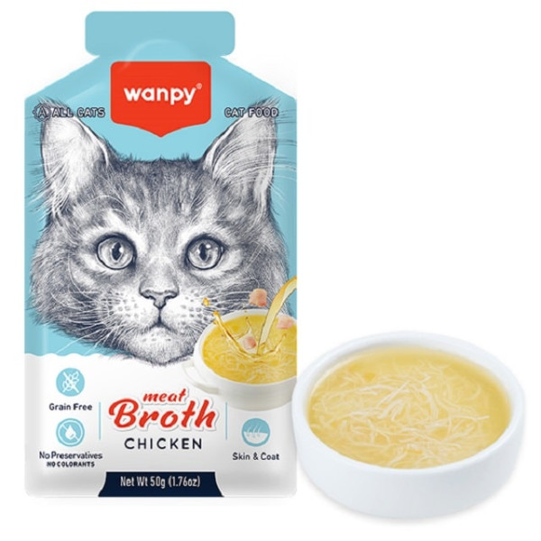 Беззерновий рідкий корм для котів Wanpy Meat Broths Chicken Ванпі Суп з Куркою 50 г