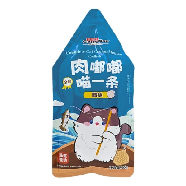 Повнораціонний беззерновий вологий корм для котів і кошенят Cattyman Cream Mousse Codfish Кеттімен Тріска мус 55 г