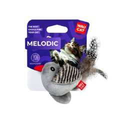 Іграшка для котів WAUCAT Fun Melodic Пташка зі звуковим чипом, штучне хутро, плюш, перо 13 см