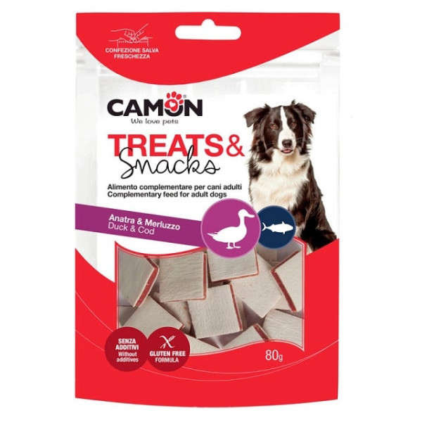 Ласощі для собак М'ясні сендвічі з качкою та тріскою, 3x0,5 см CAMON 80 г