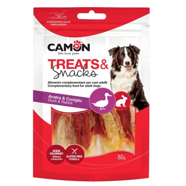 Ласощі для собак Кролячі вушки з качкою 9 см CAMON 80 г