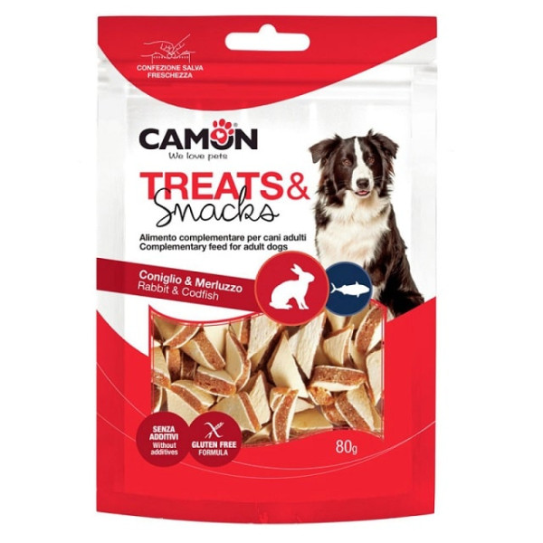 Ласощі для собак М'ясні сендвічі трикутники з кроликом та тріскою 1,5х0,5 см CAMON 80 г