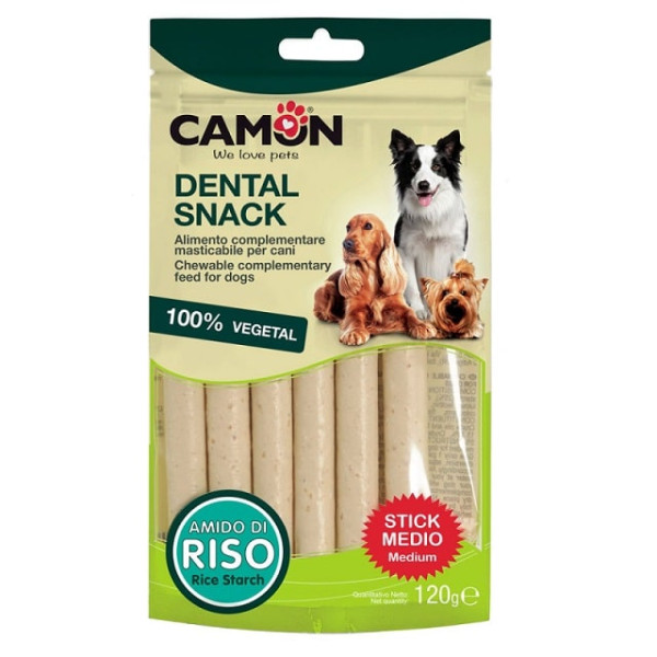 Ласощі для собак Овочеві палички з рисовим крохмалем 13х1,3 см Dental Snack CAMON 6 шт/уп 120 г