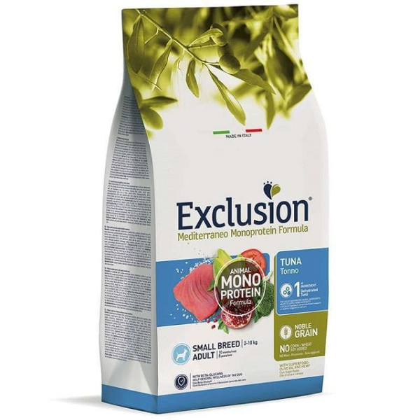 Сухий монопротеїновий корм з тунцем для дорослих собак дрібних порід Exclusion Noble Grain Adult Tuna Small Breed