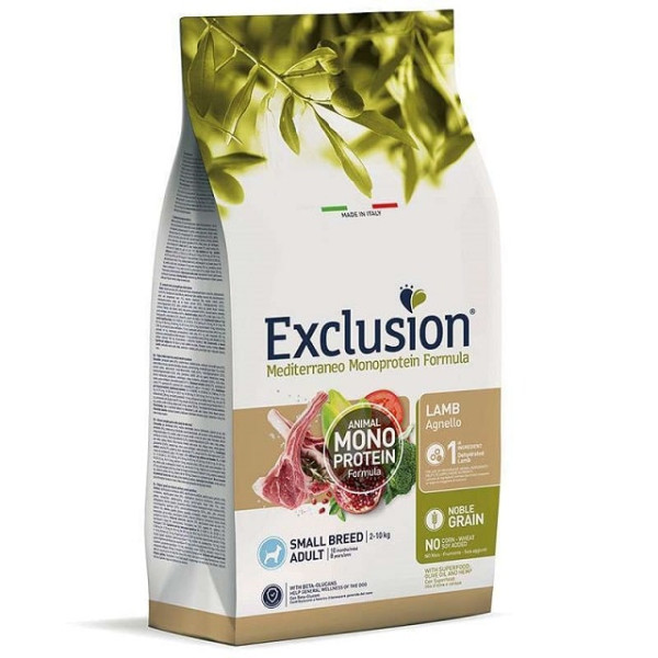 Сухий монопротеїновий корм з ягням для дорослих собак дрібних порід Exclusion Noble Grain Adult Lamb Small Breed
