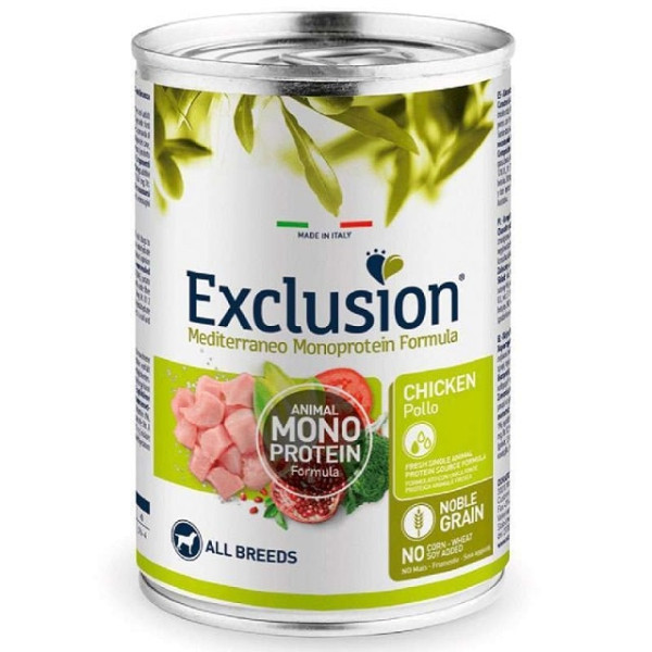 Консервований монопротеїновий корм з куркою для дорослих собак усіх порід Exclusion Noble Grain Adult Chicken All Breeds