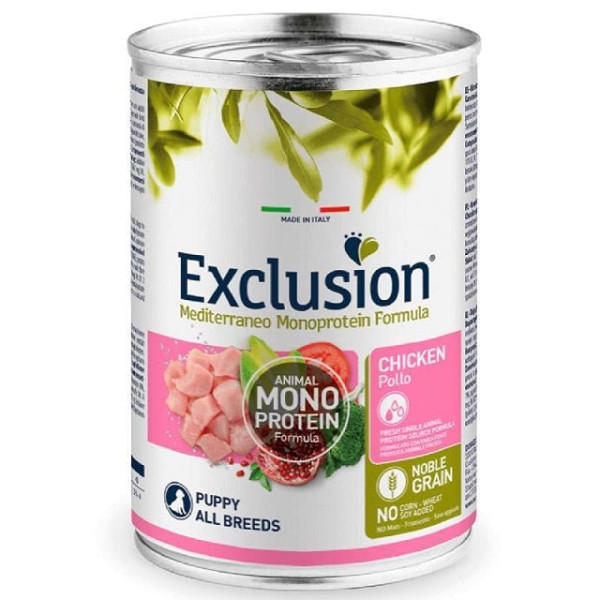 Консервований монопротеїновий корм з куркою для цуценят усіх порід від 2 міс. Exclusion Noble Grain Puppy Chicken All Breeds