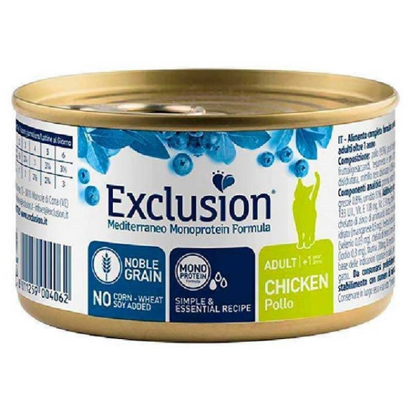 Консервований монопротеїновий корм з куркою для дорослих котів Exclusion Noble Grain Cat Adult Chicken