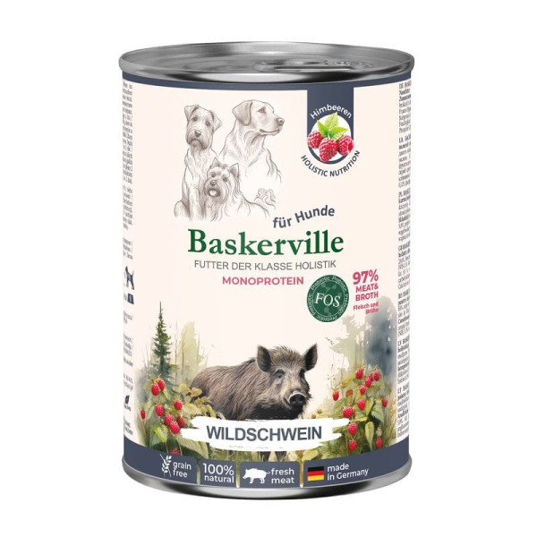 Консервований корм Baskerville Monoprotein FOS Holistic для собак, дикий кабан