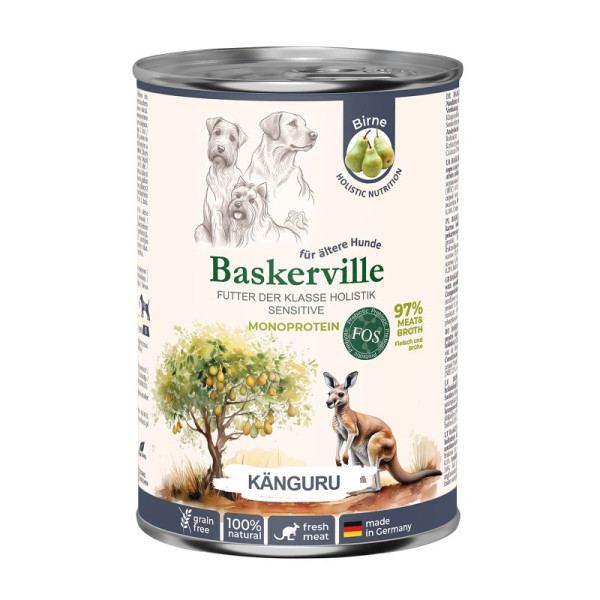 Консервований корм Baskerville Monoprotein FOS Holistic для собак з чутливим травленням та літніх собак, кенгуру