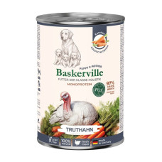 Консервований корм Baskerville Monoprotein FOS Holistic для цуценят і вагітних собак, індичка