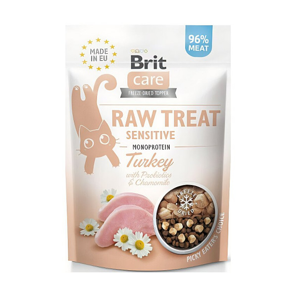 Ласощі Brit Raw Treat Freeze-dried Sensitive для котів з чутливим травленням індичка 40 г