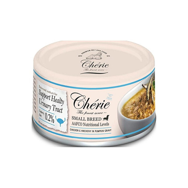 Повнораціонний вологий корм для дорослих собак малих порід Cherie Small Breed Chicken & Anchovy in Pumpkin Gravy 80 г