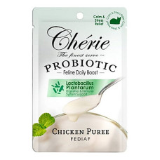 Повноцінний вологий корм з пробіотиком для дорослих котів Cherie Creamy Care Chicken Puree Calm & Stress Relief Пюре з курки для заспокоєння та зниження стресу 40 г