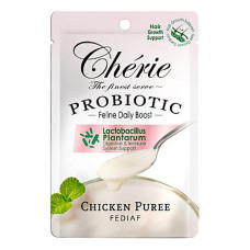 Повноцінний вологий корм з пробіотиком для дорослих котів Cherie Creamy Care Chicken Puree Hair Growth Пюре з курки для підтримки росту шерсті 40 г