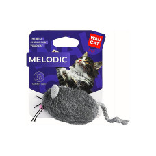 Іграшка для котів WAUCAT Fun Melodic Мишка сіра зі звуковим чипом, штучне хутро 13 см