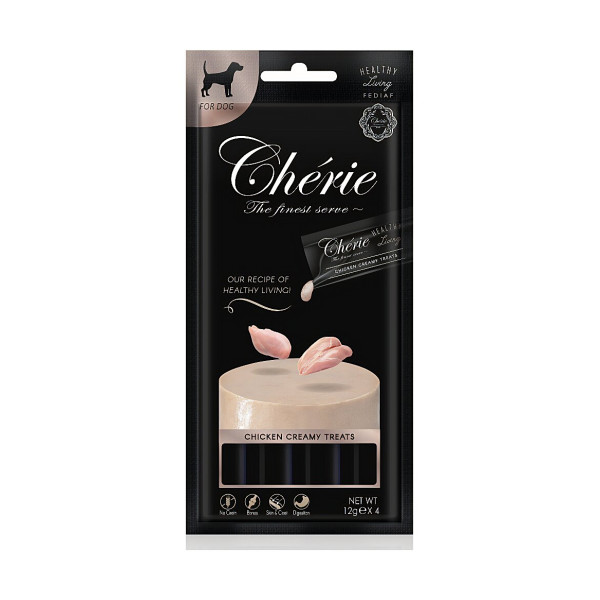 Повноцінний корм у формі ласощів для собак Кремове пюре з курки Cherie Healthy Living Creamy Treat for Dog Chicken puree 4х12 г
