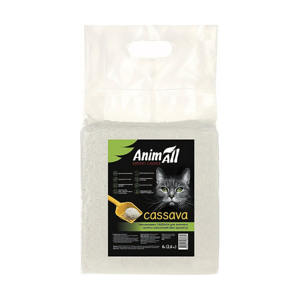 Наповнювач AnimAll Cassava Classic для котячого туалету, грудкуючий 2.6 кг