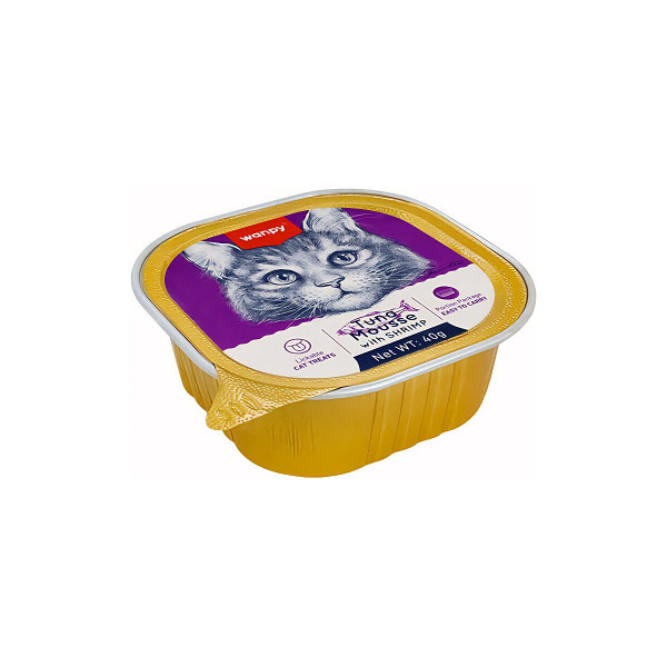 Консервований корм з тунцем та креветками для котів (мус) Wanpy Tuna & Shrimp 40 г