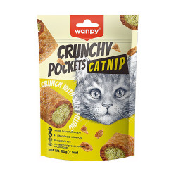 Ласощі для котів хрусткі подушечки з куркою та котячою м'ятою Wanpy Crunchy Pockets Chicken & Catnip 60 г