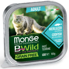 Вологий корм MONGE (Монж) BWild Grain Free Wet Cod Fish Adult Cat Merluzzo для котів з тріскою та овочами 100 г
